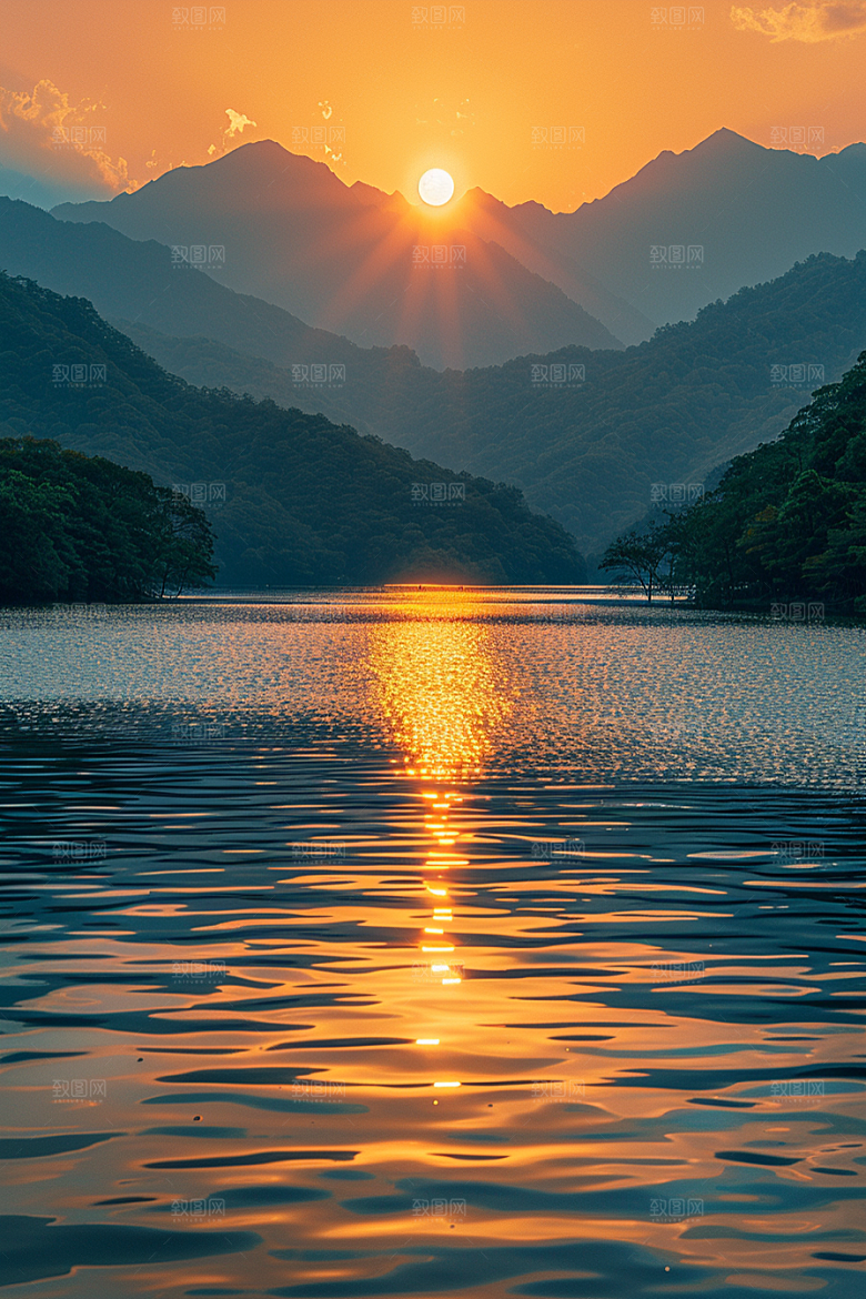 落日风光户外傍晚素材