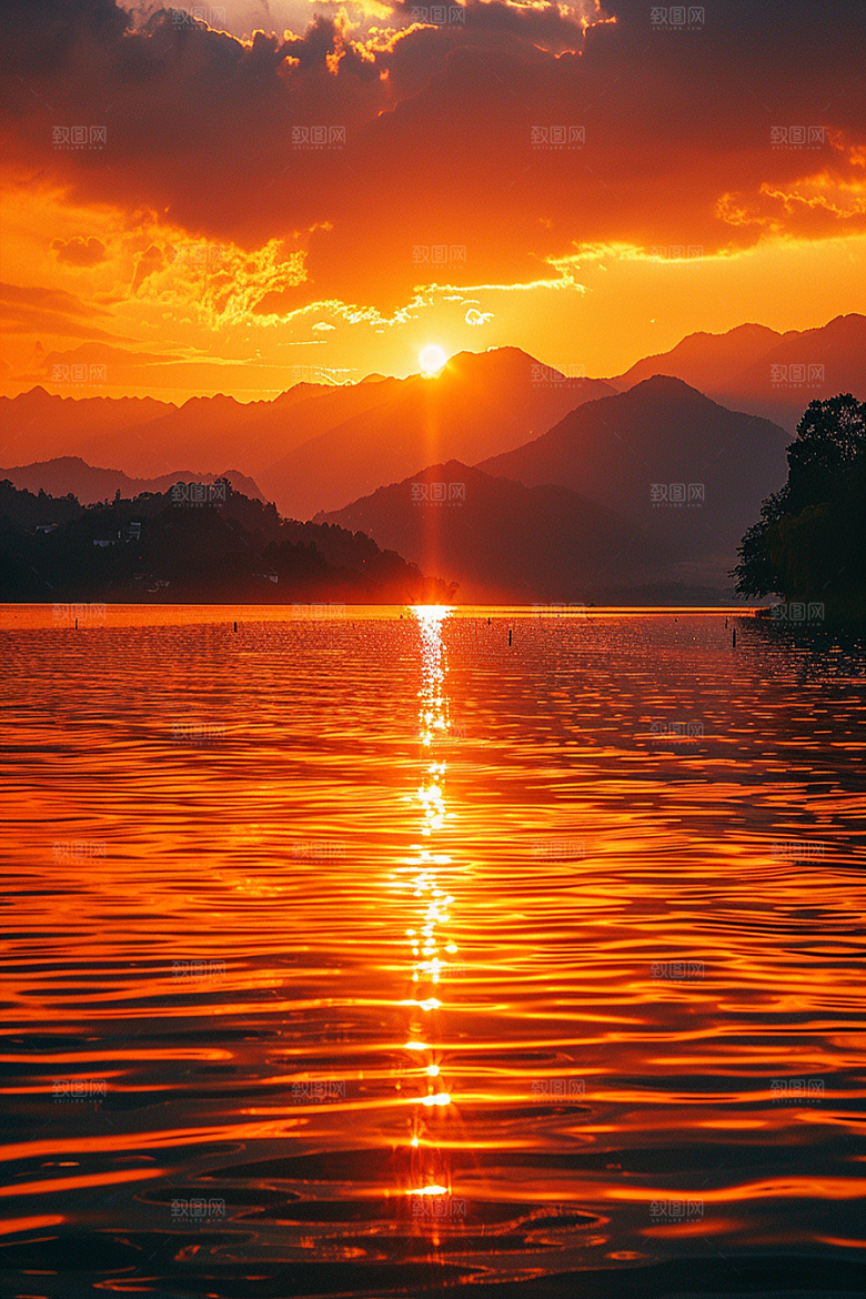 落日风光夕阳景色素材