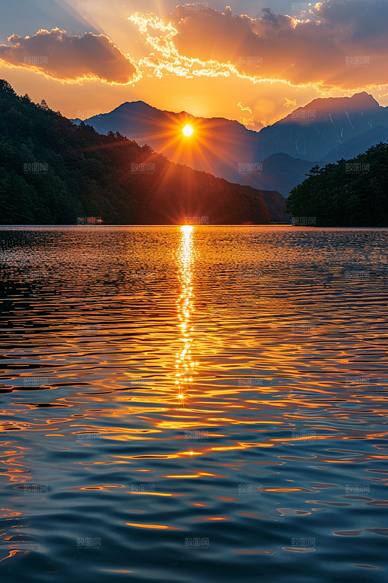 落日风光余晖景色素材