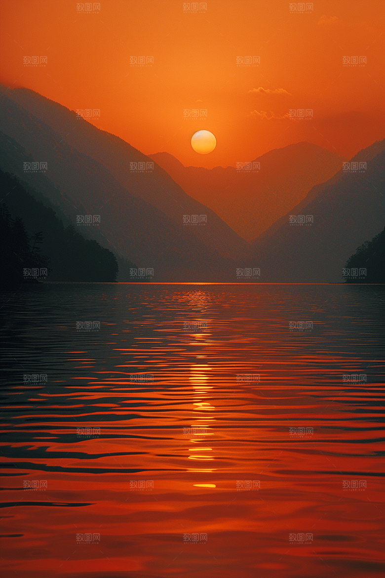落日风光余晖户外素材