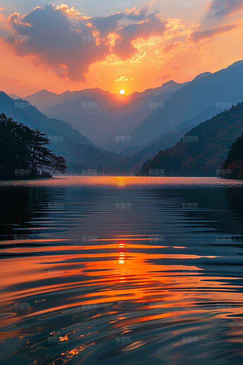 落日风光傍晚美景素材