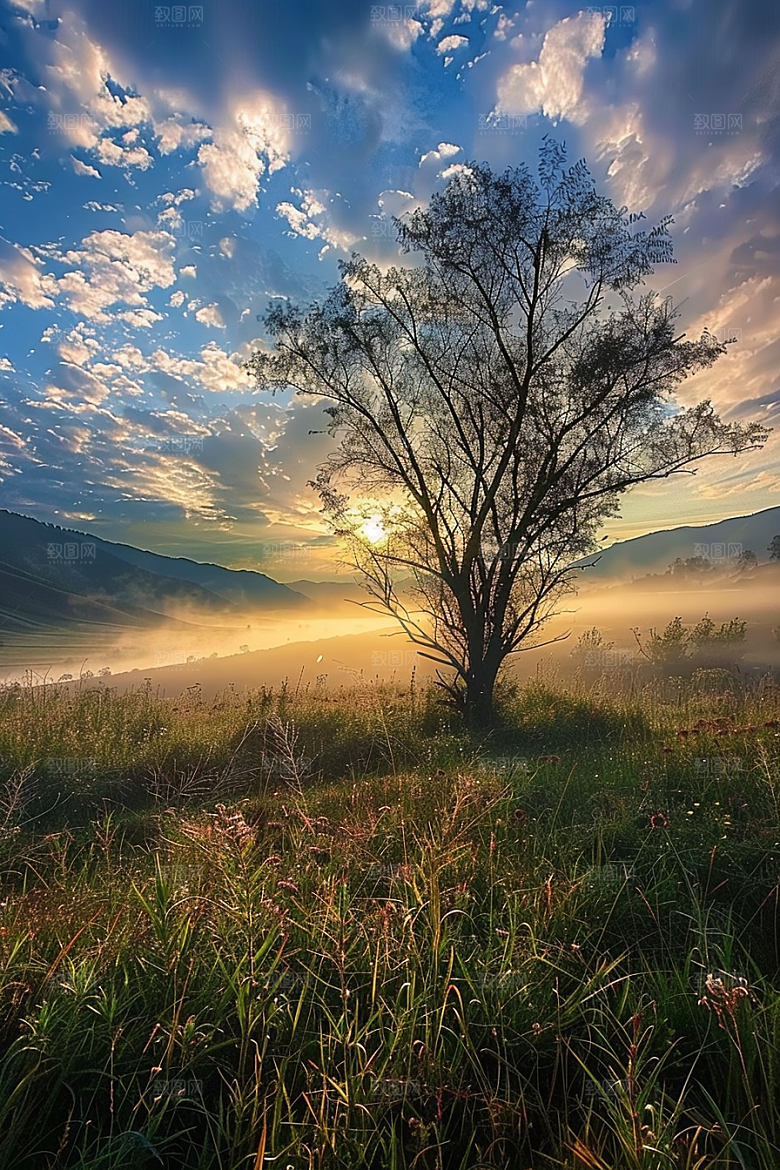 落日风光美景户外素材
