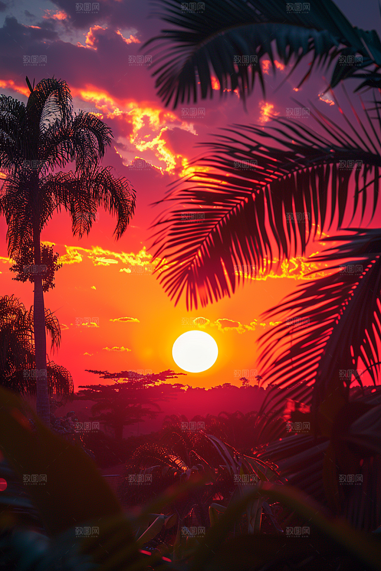 落日风光傍晚夕阳素材
