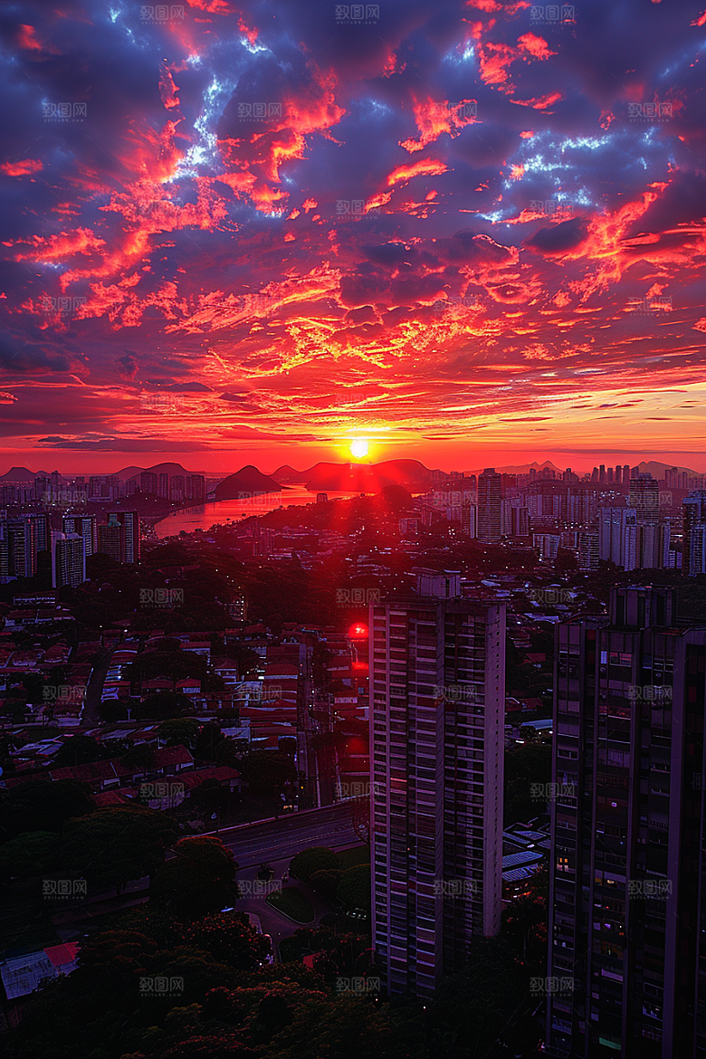 落日风光傍晚夕阳素材