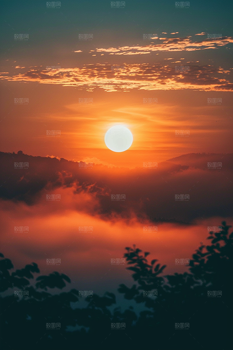 落日风光余晖美景素材