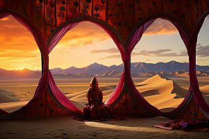 西藏风光风景旅游插画