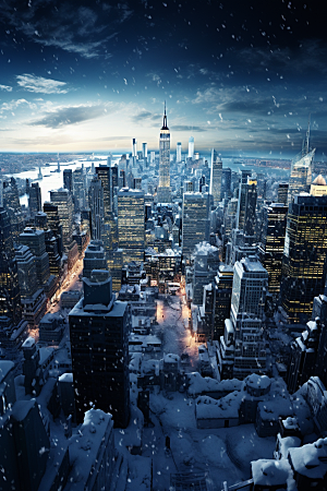 城市雪景高清安静原画