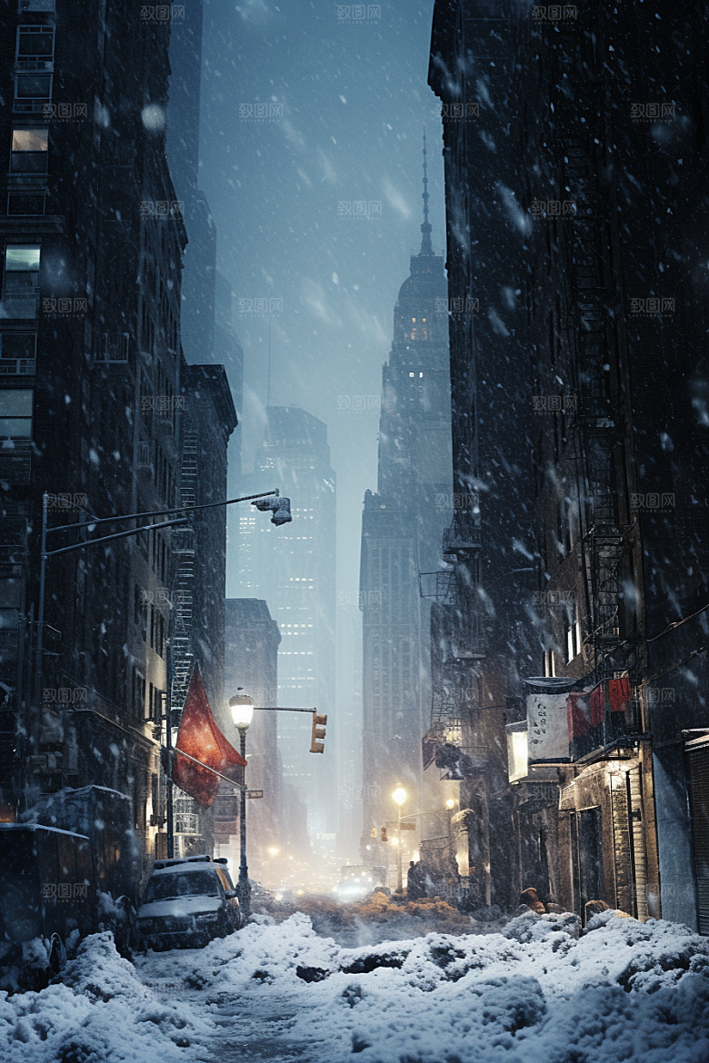 城市雪景高清雪夜原画