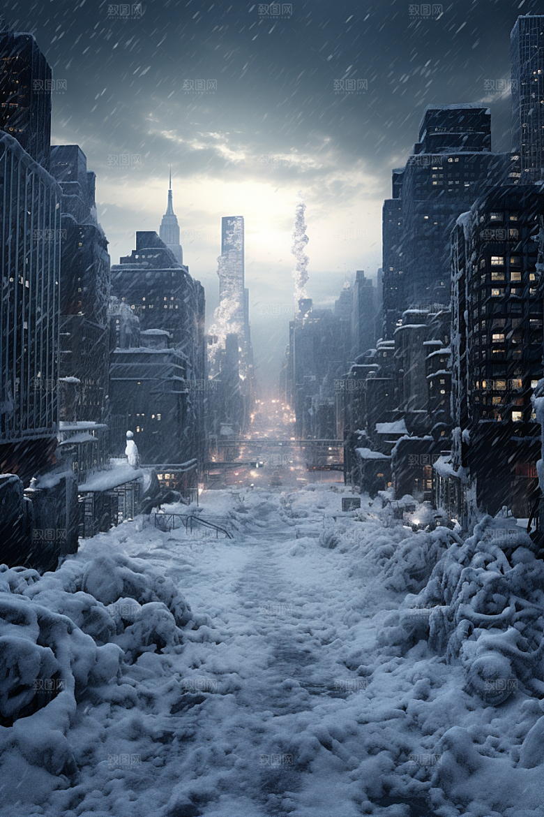 城市雪景高清雪夜原画