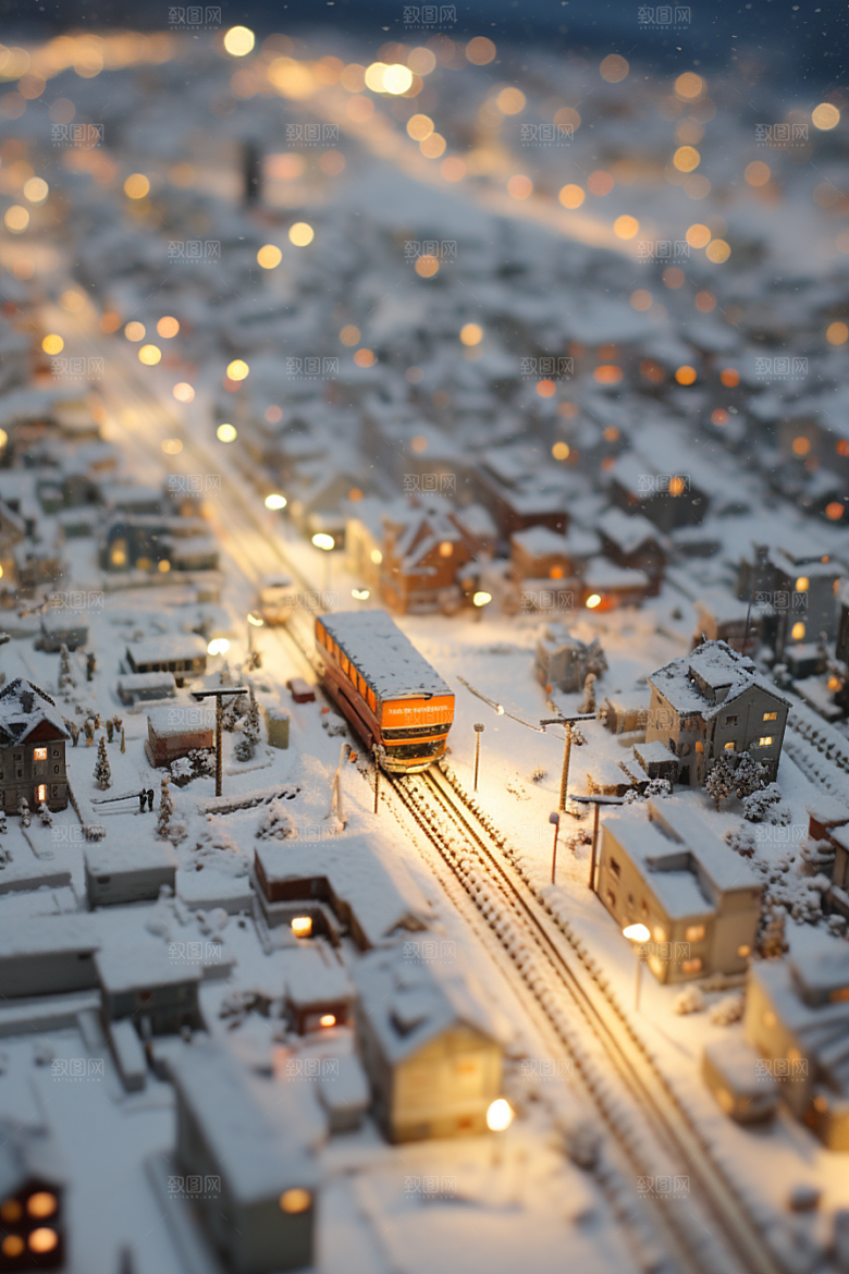 城市雪景城市街道建筑原画