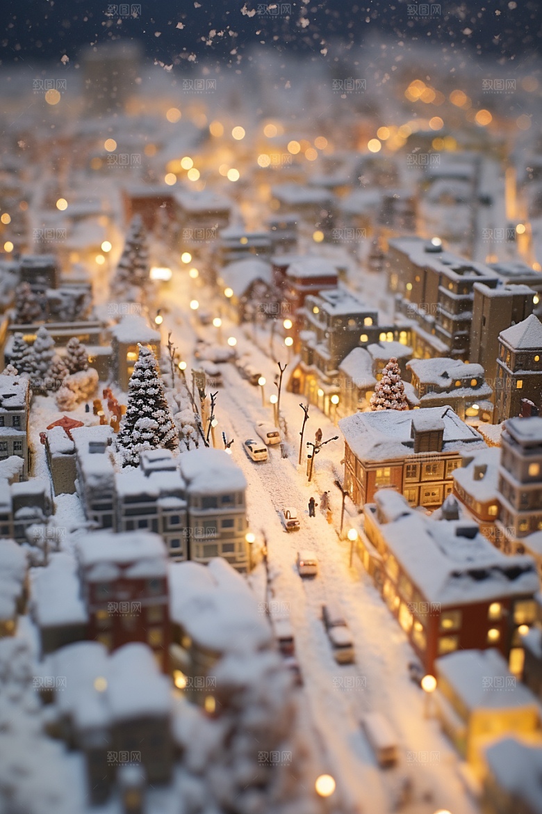 城市雪景建筑高清原画