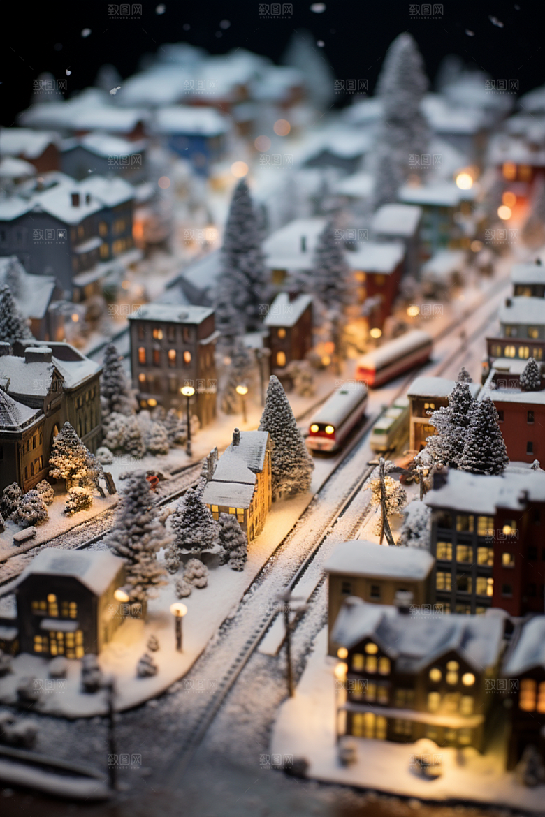 城市雪景静谧雪夜原画