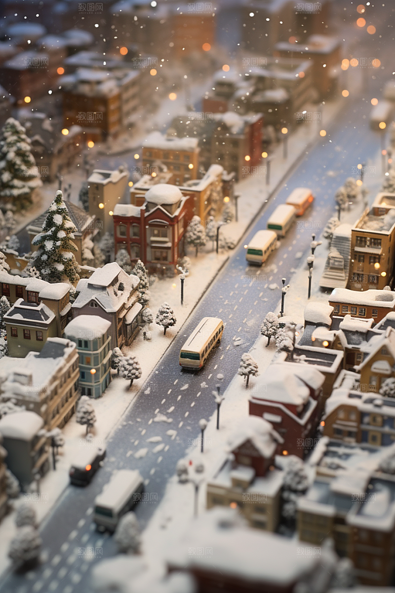 城市雪景高清下雪的都市原画