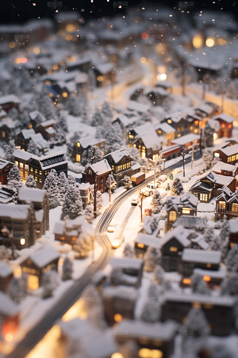 城市雪景安静静谧原画