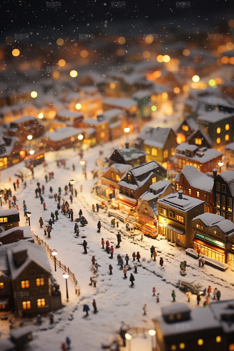 城市雪景建筑高清原画