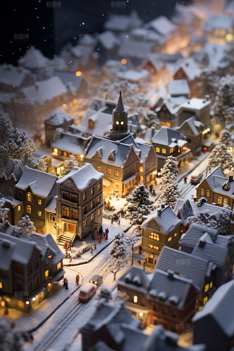 城市雪景城市街道静谧原画