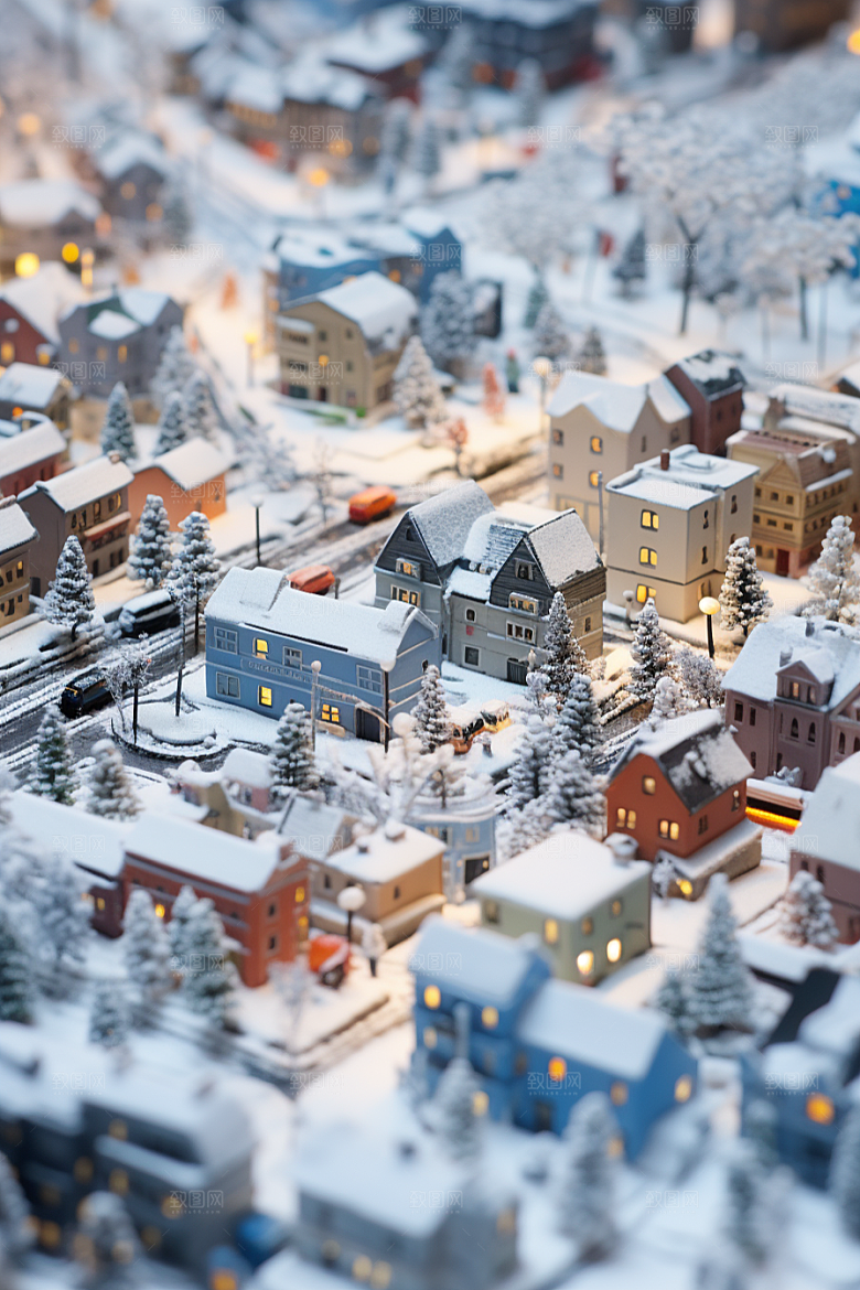 城市雪景城市街道高清原画