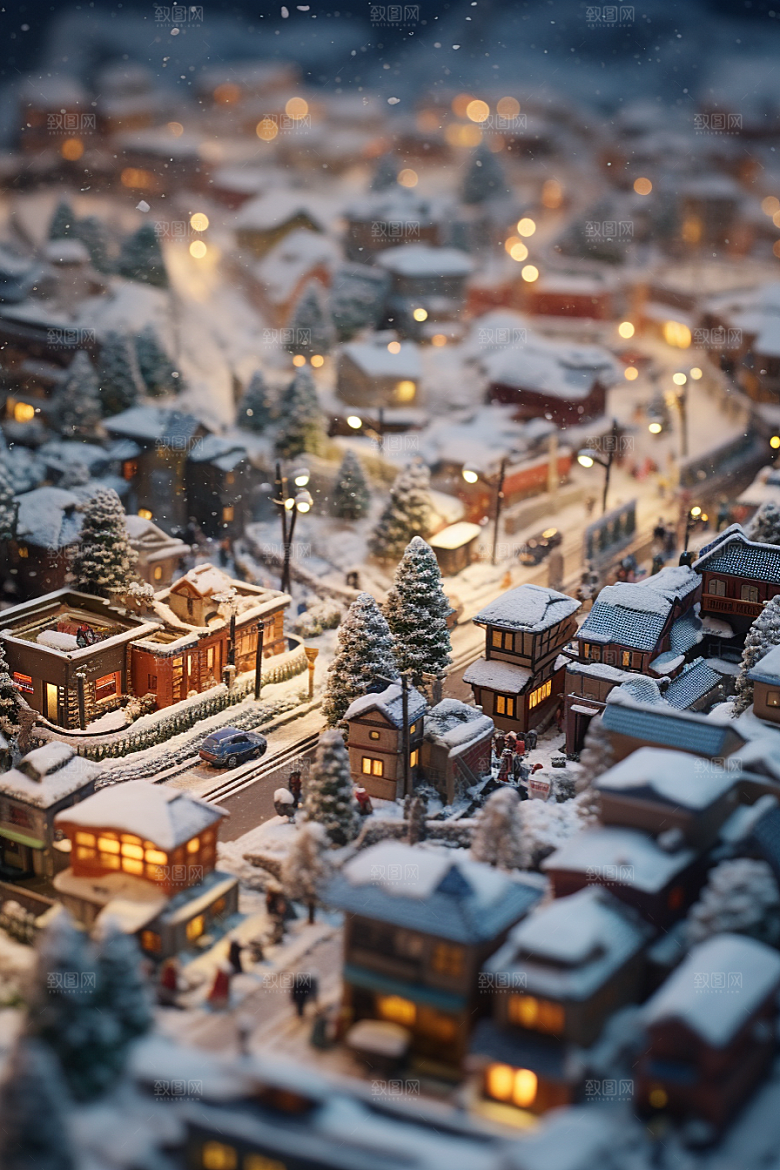 城市雪景安静城市街道原画