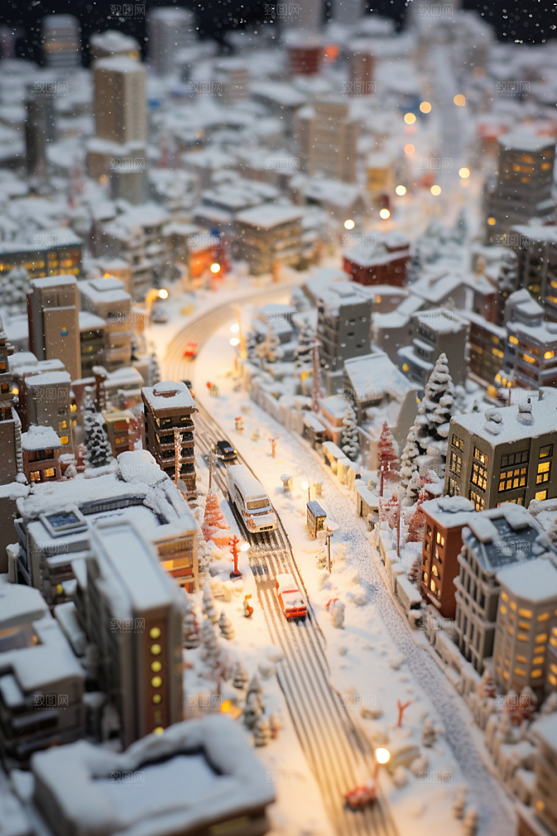 城市雪景下雪的都市安静原画