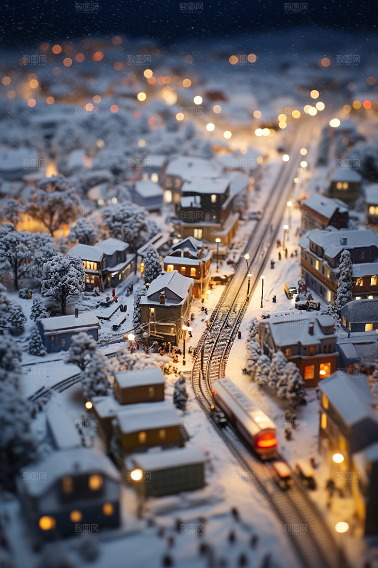 城市雪景下雪的都市静谧原画