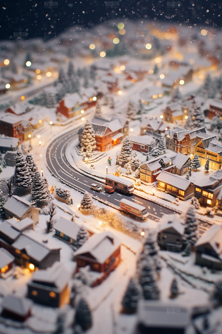 城市雪景建筑高清原画