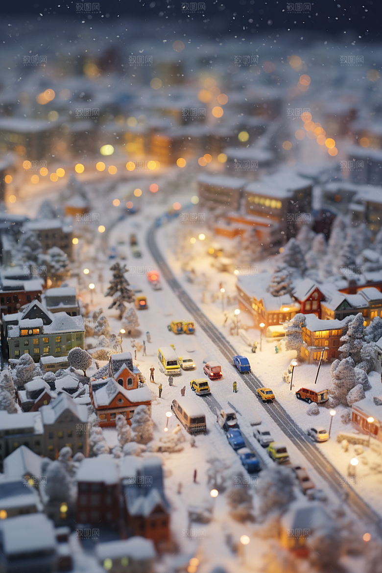 城市雪景安静高清原画