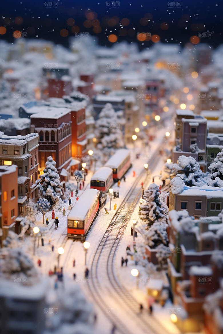 城市雪景安静下雪的都市原画