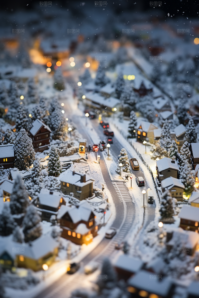城市雪景高清雪夜原画