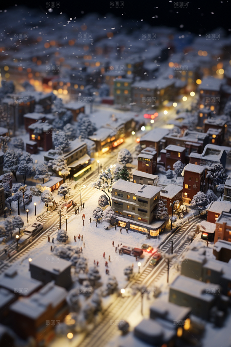 城市雪景建筑高清原画