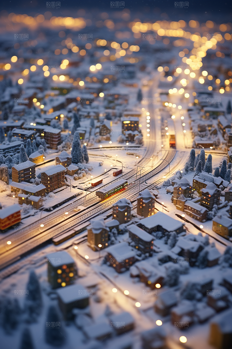 城市雪景安静静谧原画