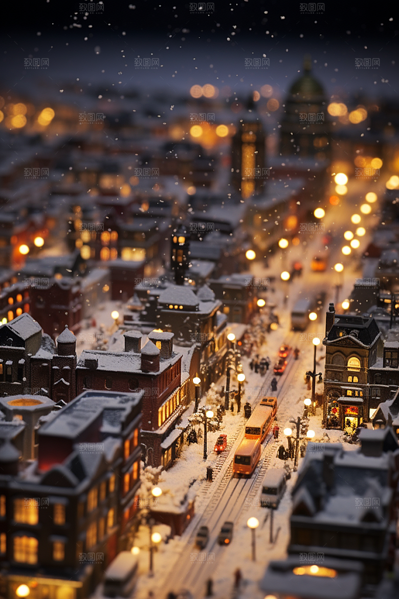 城市雪景高清雪夜原画