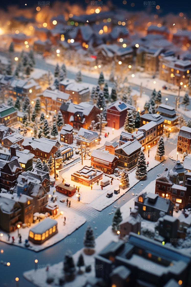 城市雪景安静城市街道原画