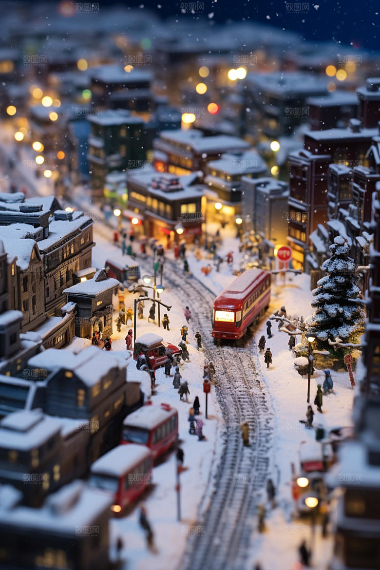 城市雪景安静静谧原画