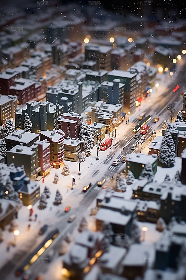 城市雪景静谧下雪的都市原画