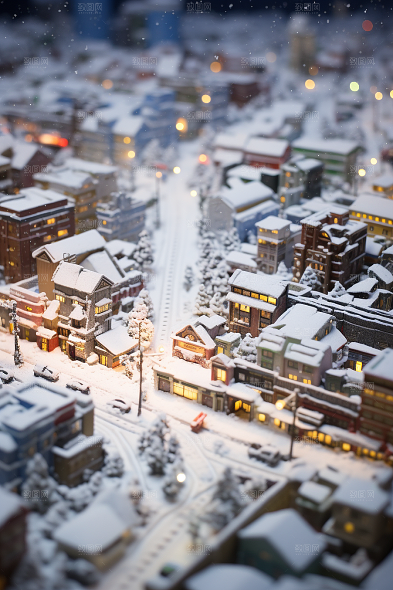 城市雪景安静静谧原画