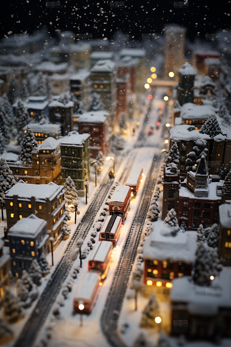 城市雪景静谧高清原画