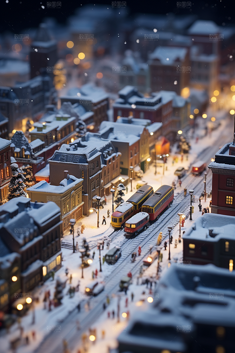 城市雪景雪夜安静原画