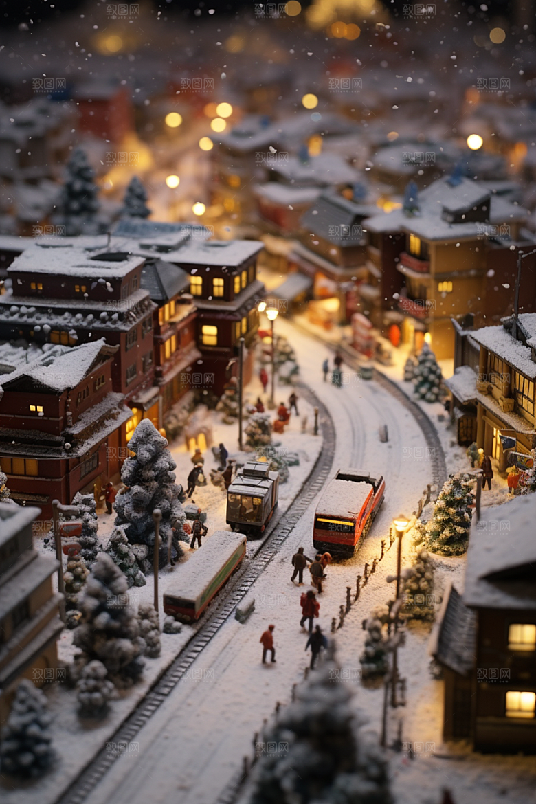 城市雪景雪夜静谧原画