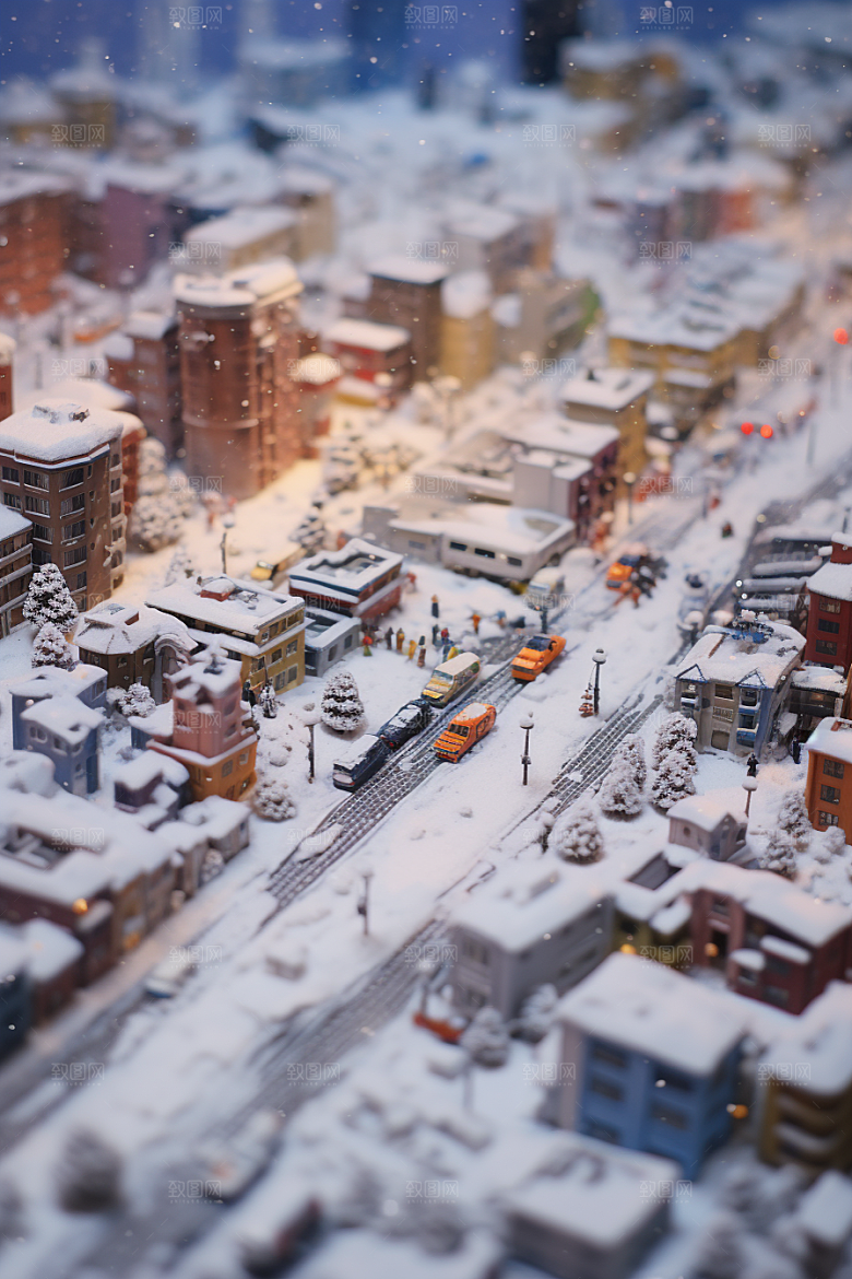 城市雪景下雪的都市雪夜原画
