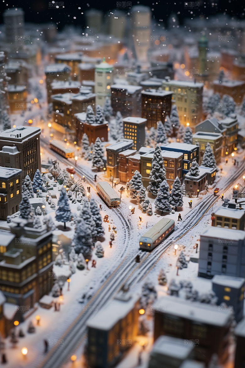 城市雪景建筑安静原画