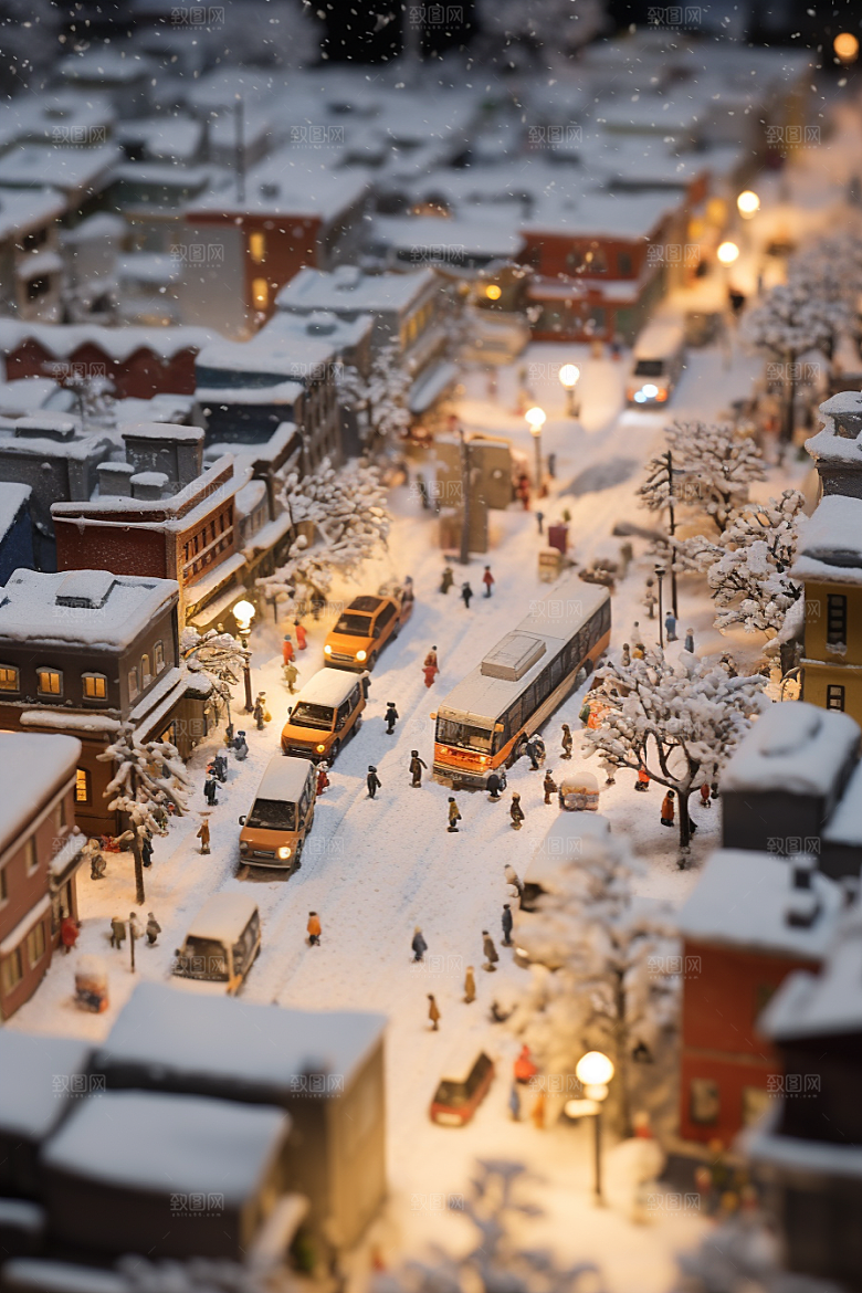城市雪景安静雪夜原画