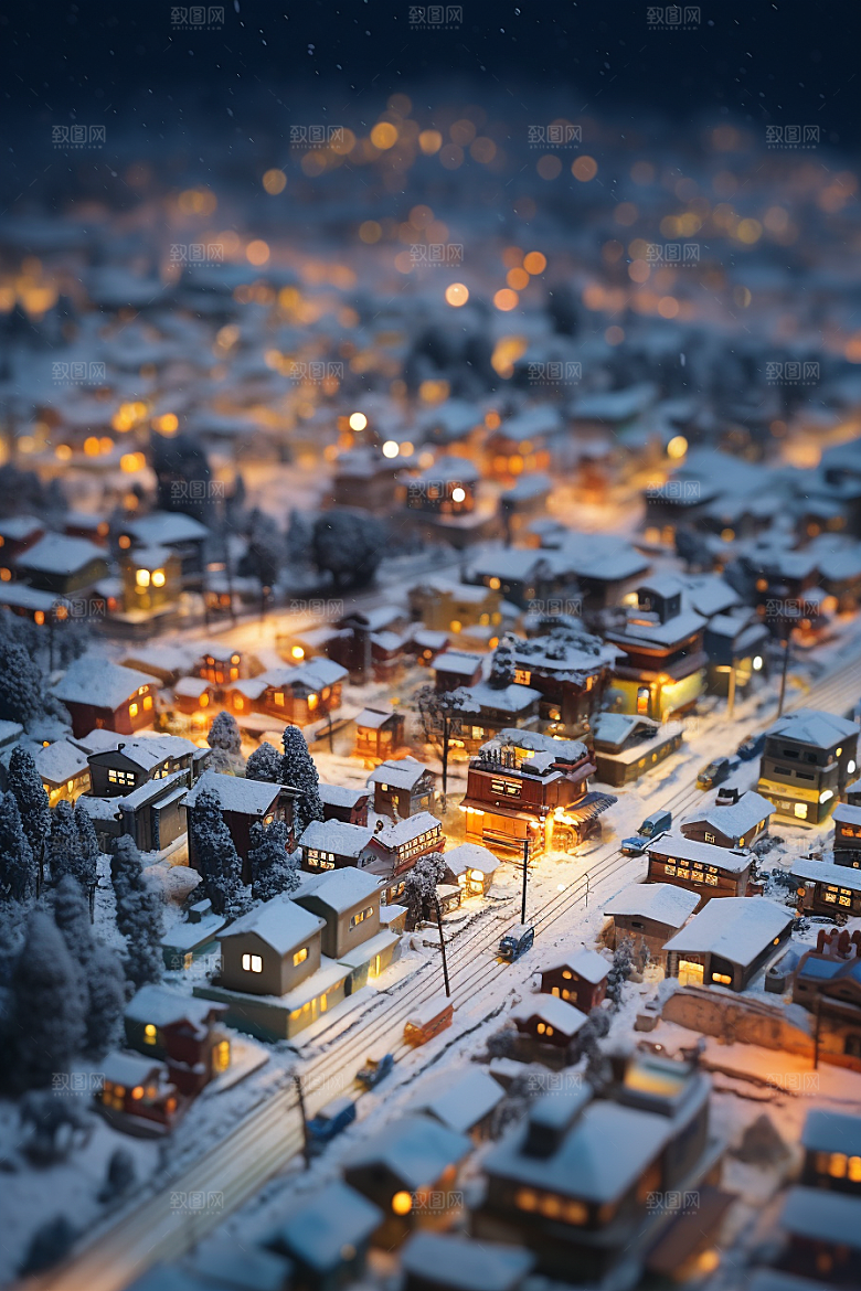 城市雪景下雪的都市高清原画