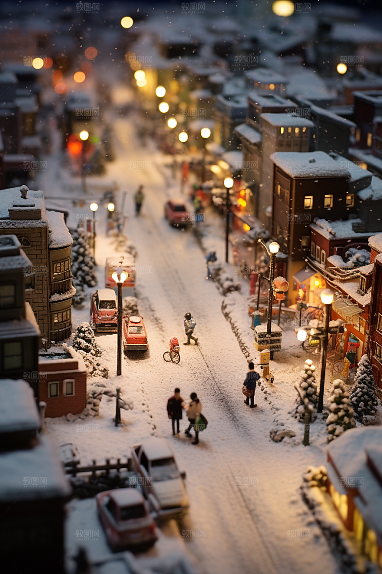 城市雪景高清下雪的都市原画