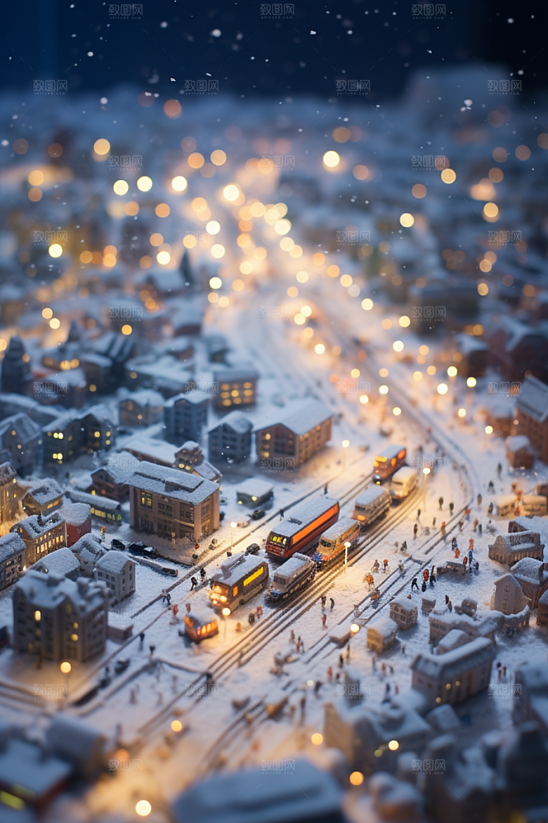 城市雪景静谧安静原画