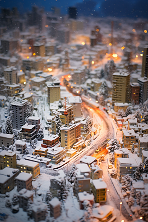 城市雪景建筑高清原画