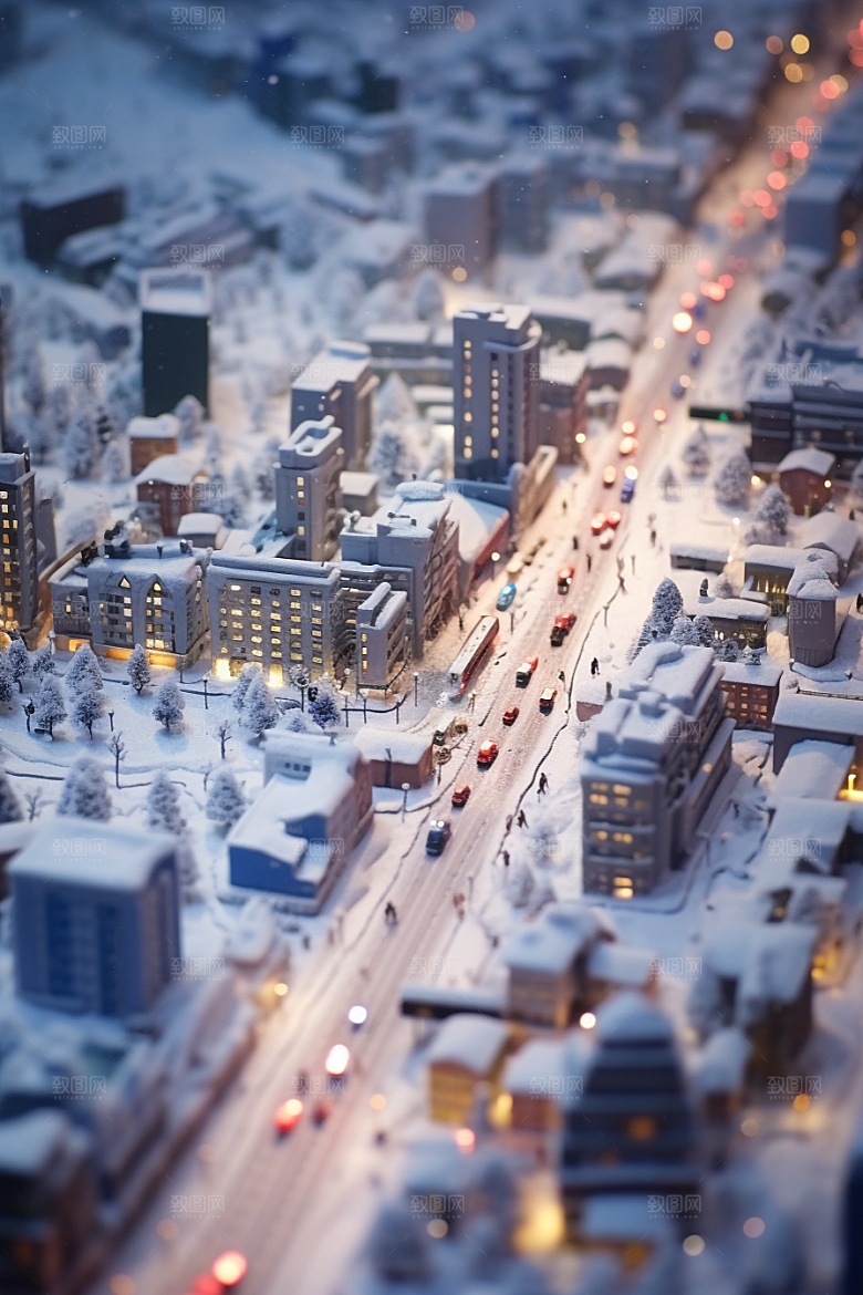 城市雪景安静建筑原画