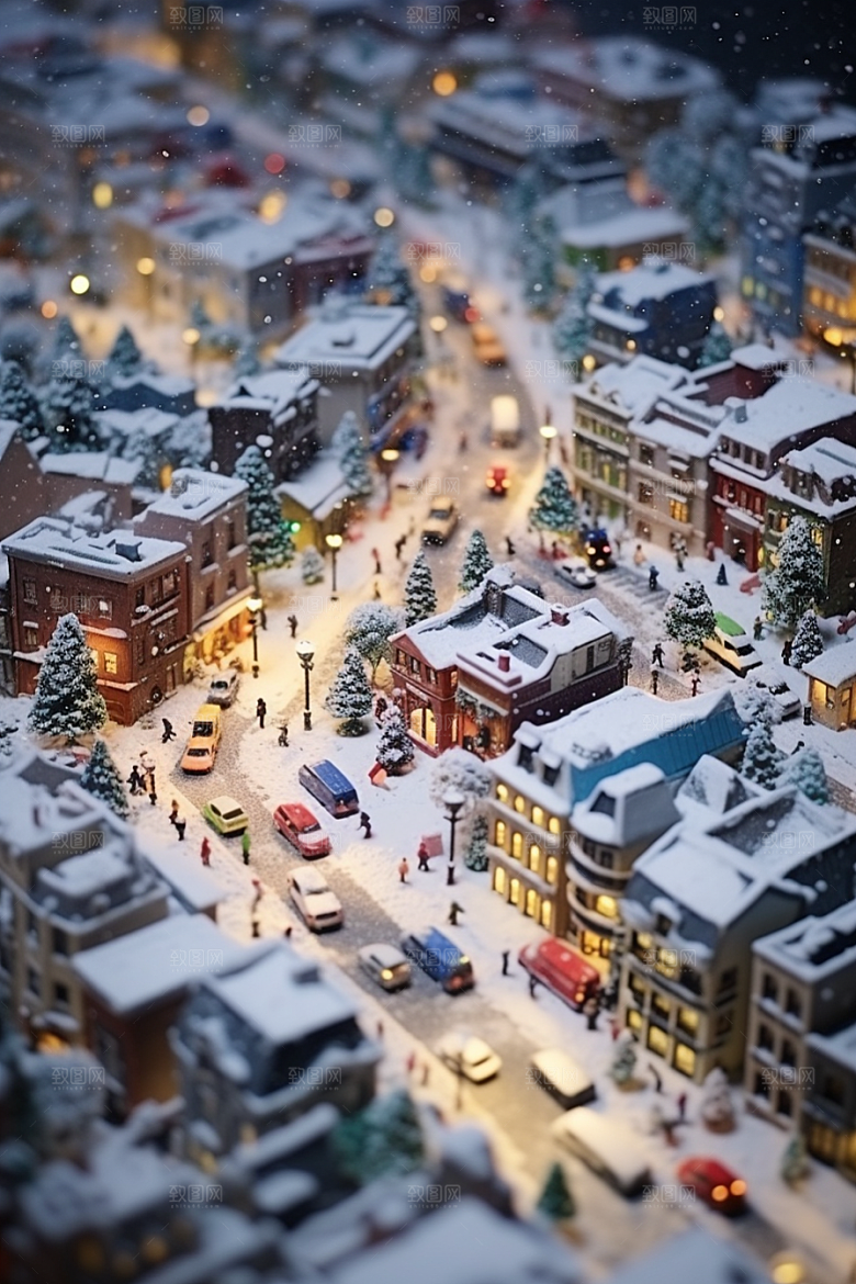 城市雪景高清静谧原画
