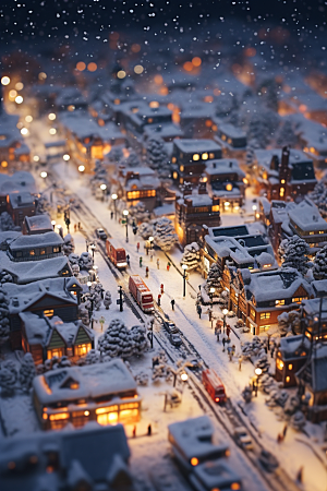 城市雪景高清雪夜原画