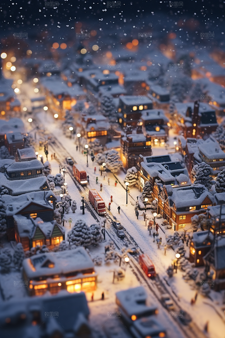 城市雪景高清雪夜原画