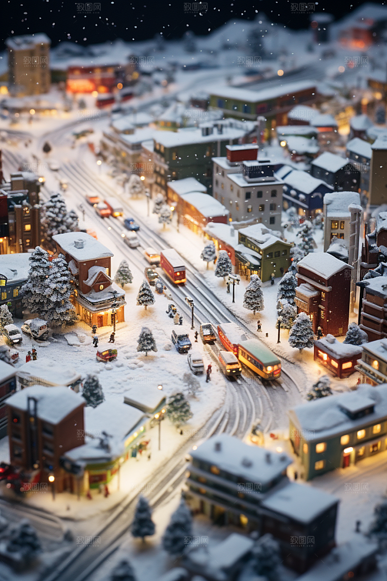 城市雪景下雪的都市建筑原画